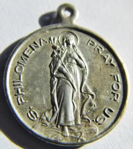 Antique Irish Catholic Silver Medal St. Philomena Lough Derg Pilgrims Badge - Picture 1 of 2