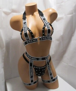 Conjunto de ropa de baile exótica nuevo nunca usado NEGRO Y BLANCO - Imagen 1 de 2