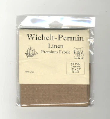 Wichelt-Permin 32Ct Chestnut Linen Cross Stitch Fabric 18" x 27" #65-142L - Image 1 of 2