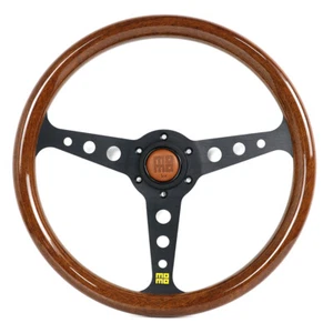MOMO MOD.07 Heritage Woodgrain Mahogany Wood Steering Wheel Black Spoke 350mm - Picture 1 of 6
