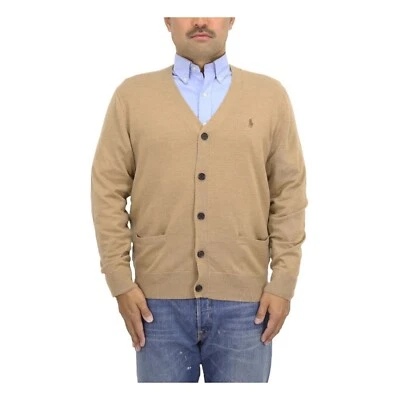 Polo Ralph Lauren Hombre Lavable Lana Merino Cárdigan Suéter con Pony - Marrón Foto 1 de 4