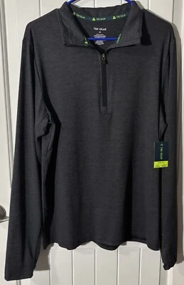 ¡NUEVO CON ETIQUETAS!  Pullover Tek Gear para hombre suave Tek 1/4 cremallera gris oscuro que absorbe la humedad talla M Foto 1 de 4