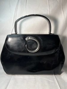 Cartier Panthere Handbag Silver Hardware Black Leather Bag Authentic - Picture 1 of 24