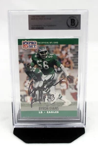 1990 Pro Set #605 Byron Evans Eagles Rookie RC Beckett Authentic Autograph - Picture 1 of 2