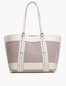 Rag & Bone Cow Leather/Striped Canvas Adjustable Straps Field Tote Bag $475 NEW - Picture 1 of 12