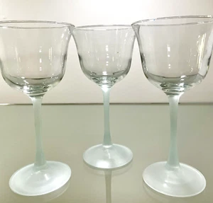 Cristal D'Arques-Durand Tahiti Blown Crystal Glasses Frosted Green Stem Set of 3 - Picture 1 of 7