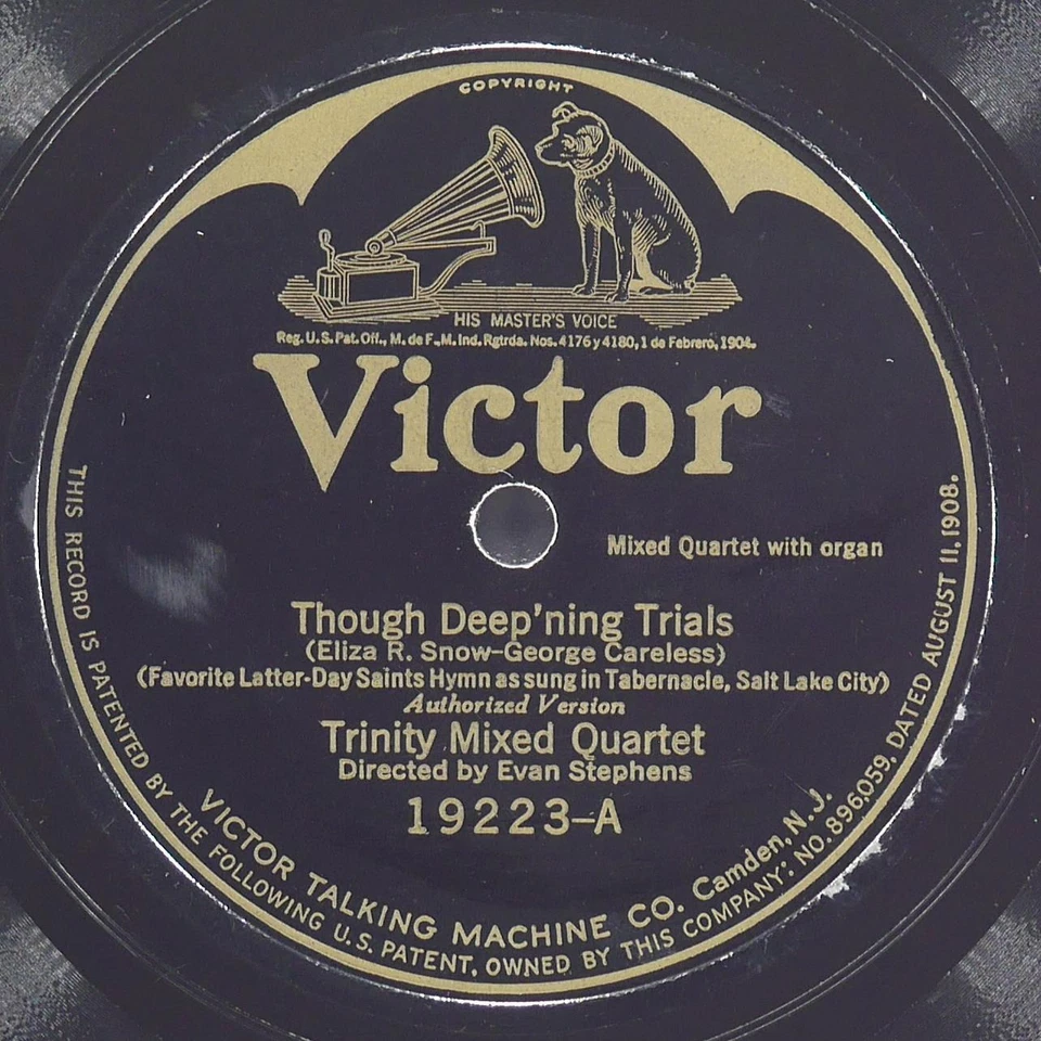 TRINITY MIXED QUARTET Though Deep'Ning Trials VICTOR 19223 EX- 78 10" 1925 - Image 1 of 4