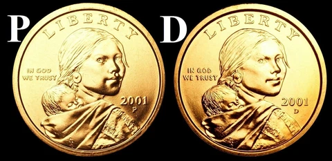 2001 P & D Sacagawea Native American Dollar US Mint Coins "BU" (2 Coin Set) Cover