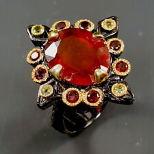 Natural 4 ct  Not Enhanced Hessonite Ring 925 Sterling Silver Size 7 /R318621