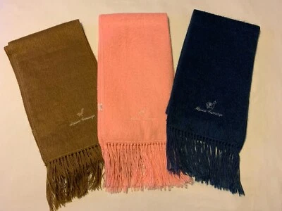 TRES Bufandas Alpaca Camargo Flecos Azul, Rosa, Marrón 9" x 66" Perú Vellón Suave Foto 1 de 4