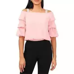 Nuevo con etiquetas Para mujeres Rosa Niveles Cuello de Barco Hombro Frío Pullover Prenda para el torso Pequeño XL - Imagen 1 de 1