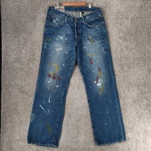 VTG Abercrombie & Fitch Jeans Men 32x32 5 Pocket Low Rise Boot Y2K Whisker Paint - Picture 1 of 19