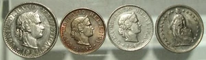 SWITZERAND LOT 20 Rappen, 2 x 5 Rappen, ½ Franc VARIOUS DATES - FREE SHIPPING - Picture 1 of 10