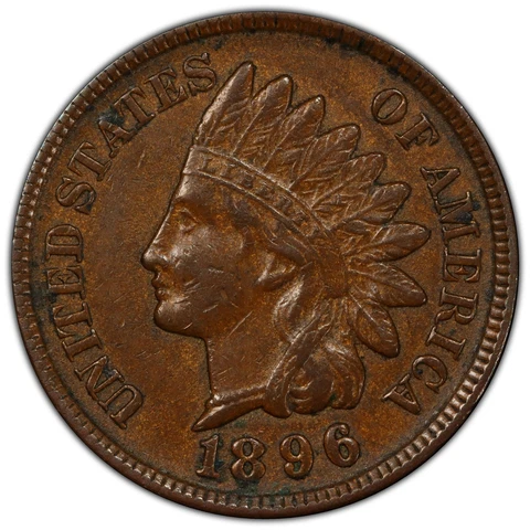 1896 1C Indian Cent - Type 3 Bronze PCGS AU55BN Cover