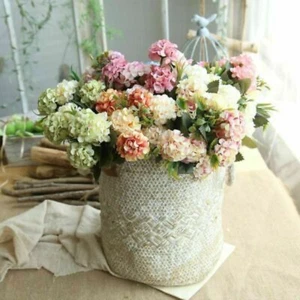 10 Heads Artificial Hydrangea Flowers Silk Bouquet Party Wedding Home Xmas Decor - Picture 1 of 15