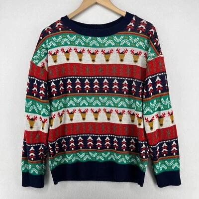 Suéter Pullover Azul ASOS para Mujer 6 Navidad Vacaciones Reno Fair Isle Foto 1 de 4