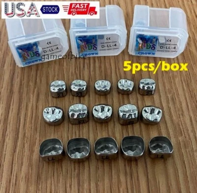 Coronas pediátricas premolares de repuesto de acero inoxidable molar corona dental Endo Kids Foto 1 de 4