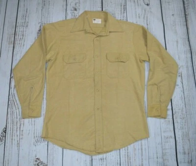 CAMISA DE TRABAJO GAMUZA FRANELA BRONCEADA VINTAGE SEARS PERMA PREST RARA MEDIANA/LG Foto 1 de 4