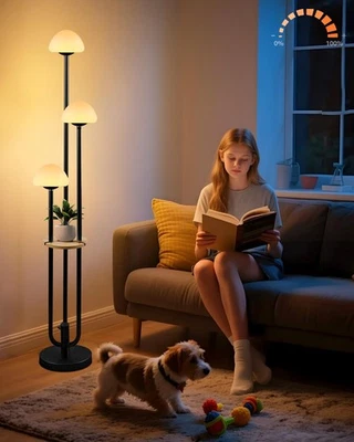 Lámpara de pie regulable negra con mesa, lámparas de pie modernas para salón, 300... Foto 1 de 4
