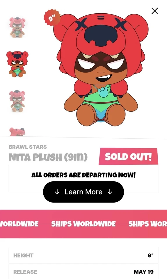 YOUTOOZ PLUSH 9" NITA BRAWL STARS - BRAND NEW SEALED - Image 1 of 2