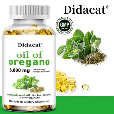 DIDACAT Huile d'origan 6000 mg – Régule le système immunitaire – 120 capsules