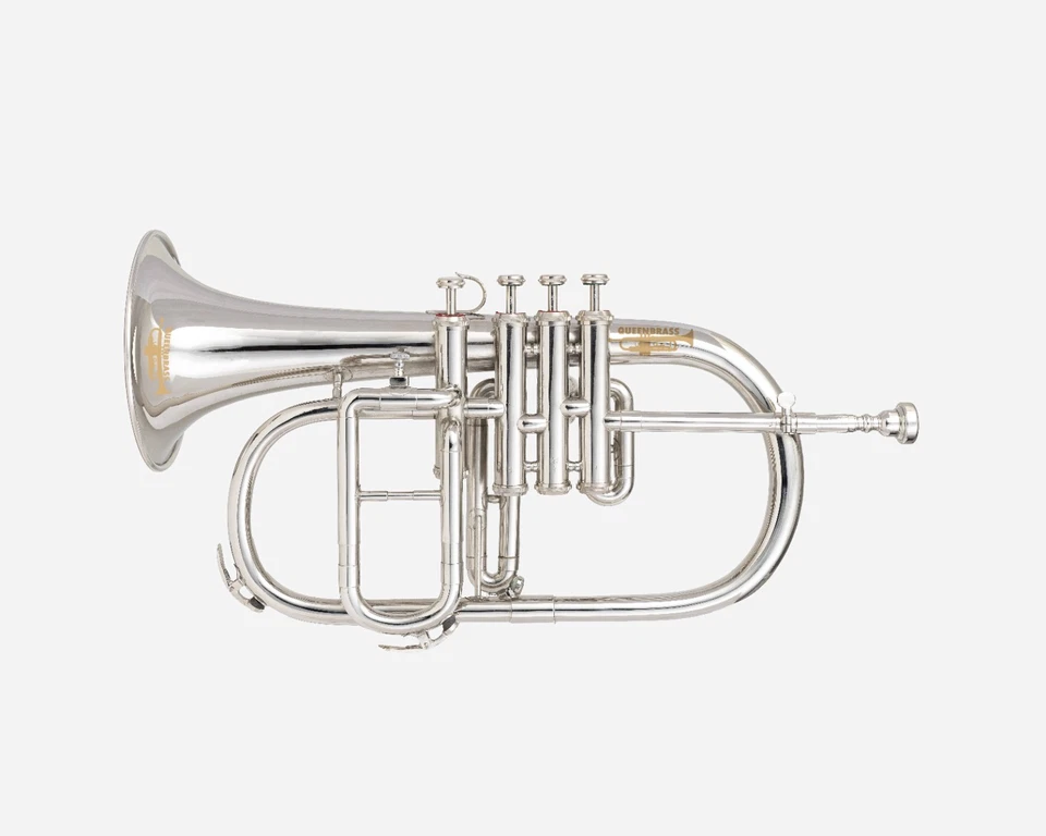 FlugelHorn prata + BB 4 válvulas planas com estojo rígido bocal BOM SOM FLUGEL. - Imagem 1 de 4