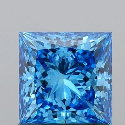 Princess 1.00ct Fancy Vivid  Blue VS2 CVD IGI loose lab grown diamond - Image 1 of 3