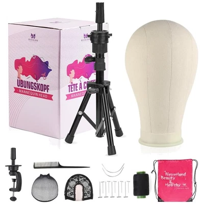 Peruca durável 23 polegadas cabeça em suporte de tripé - Ideal para uso doméstico e profissional - Imagem 1 de 4