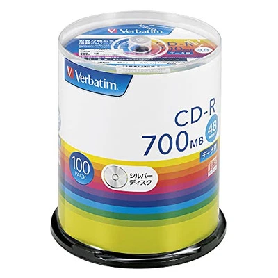 Verbatim SR80FC100SV1 Single Recording CD-R 700MB 100 Sheets Silver Disc 48X - Image 1 of 4