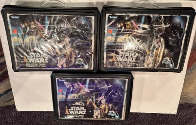 Lote de estojo de vinil vintage Kenner Star Wars inclui 2 alças/4 cinza/2 bandejas vermelhas - Imagem 1 de 4