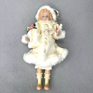 Viktorianische Mädchen Puppe Weihnachtsschmuck Rüschen Spitze 9 cm - Bild 1 von 8