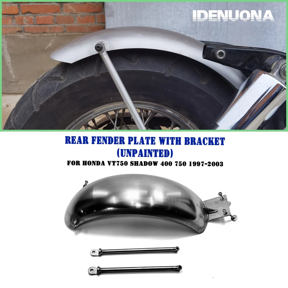 1x Placa de guardabarros trasero plateada con soporte para Honda SHADOW 400 750 hecha a mano 97-03 Foto 1 de 4