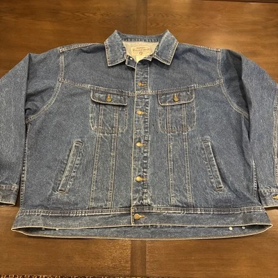 Vtg 90s Wrangler Rugged Wear Denim Jean Trucker Cowboy Jacket RJK30AN Mens 3X - Image 1 of 4