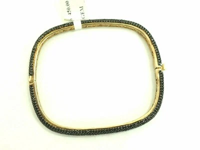 Fabuloso brazalete brazalete de plata de ley con bisagras de circonita cúbica de 750 piedras Foto 1 de 4