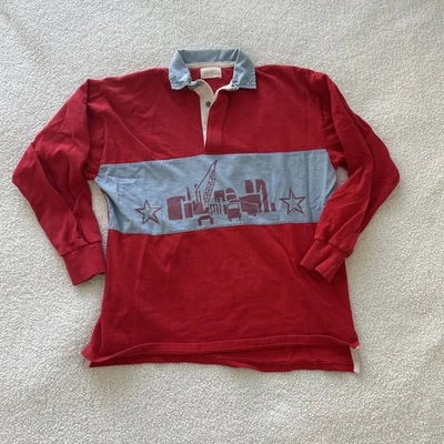 Camisa de Rugby Coca Cola Roja Vintage Cuello M Azul Foto 1 de 4