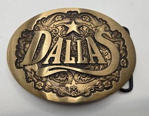Fibbia per cintura Dallas TEXAS in bronzo massiccio alta Mesa serie 1983 ottone - Foto 1 di 3