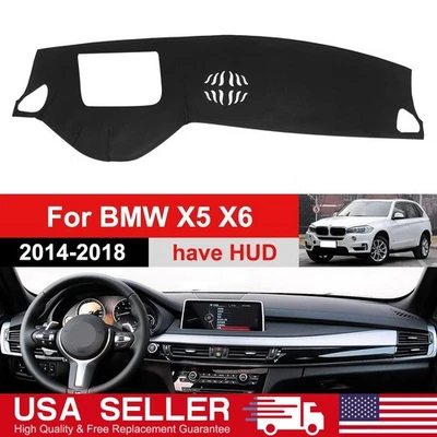 Dash Cover Mat Pad for BMW X5 X6 2014-2018 HUD Black leather Accessorie new US Foto 1 de 4