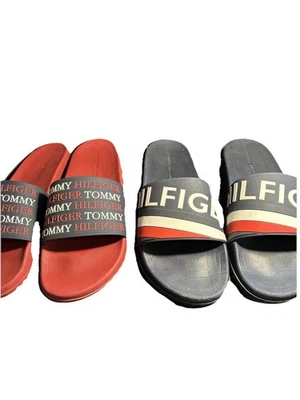 Lote De 2 Pares Tommy Hilfiger Hombre’s Slides Talla 12 Zapatos Sandalias ¡Uso Mínimo! Foto 1 de 4