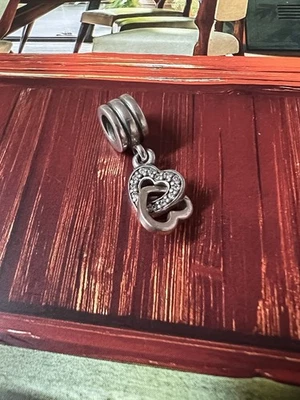 Original Pandora Charm Verschlungene Herzen Anhänger 925er Silber Zirkonia Weiß - Bild 1 von 4
