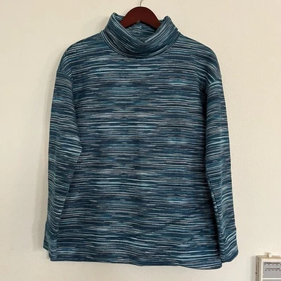 Talbots T by Space Dye French Terry Turtleneck Long Sleeve Athlesiure Top SZ S - Image 1 of 4