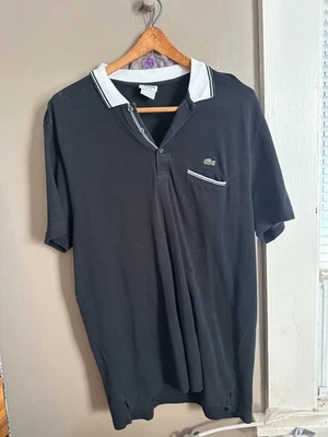 Camisa Polo LACOSTE Para Hombre Calce Clásico Talla 7 XL Negra con Blanca Foto 1 de 4