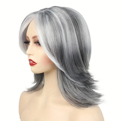 Peluca larga recta resistente al calor gris plata para mujer peluca de fiesta de Halloween Foto 1 de 4