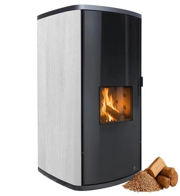FUEGO Kombi Kaminofen Modular Hybrid Holz Pellet wasserführend Holz Weiß 20-34kW - Bild 1 von 4