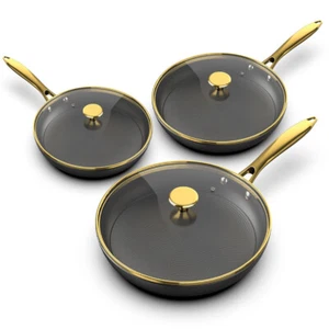 Non Stick Frying Pans, Nonstick Cast Iron Skillets 3 Pcs - 8 Inch, 10 Inch, 12 I - Picture 1 of 7