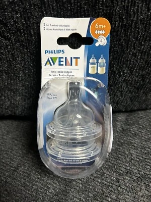 Philips Avent быстрый поток анти-колики Baby бутылочка соска 6 М + новый/запечатанный этап 4 - Изображение 1 из 2