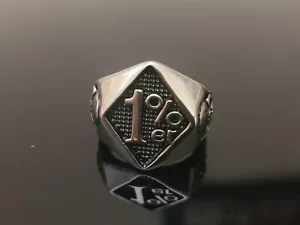 Stainless Steel 1% er Outlaw Biker Ring - One Percent Skull on 2 Side Ring - Picture 1 of 5