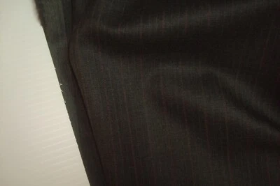 Tela de lana de lujo Super 120s de 4,77 yardas 9 oz traje gris oscuro rayas 172" BTP Foto 1 de 4
