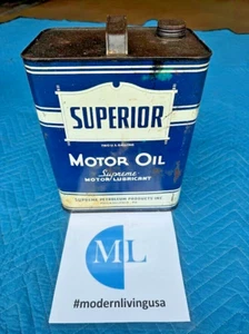 Vtg Superior Blue 2 Gallon Pennsylvania Motor Oil  Tin Can Gas/ Oil Mancave - Picture 1 of 6