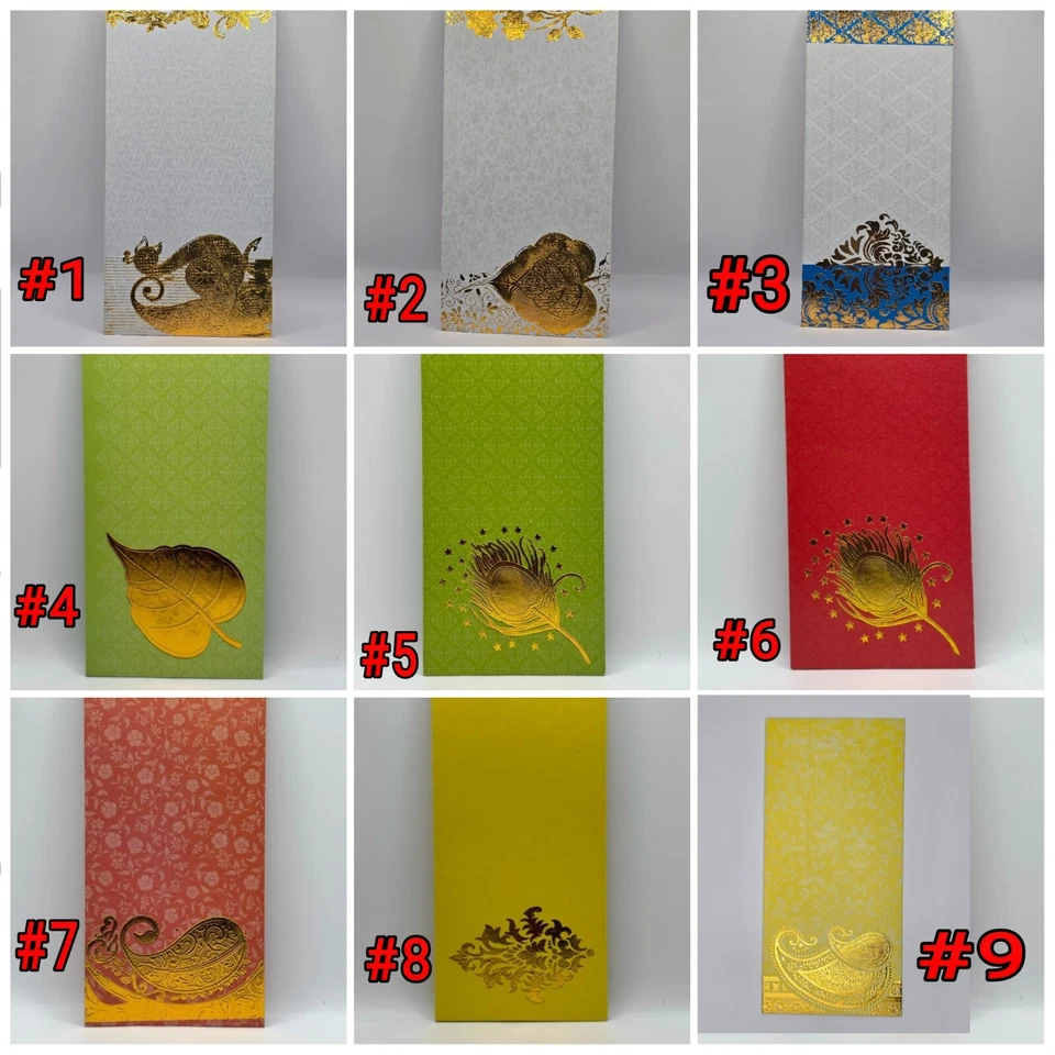 Elegantes Sobres de Dinero de Boda de Lujo Colores Surtidos Oro Repujado Regalo Nuevo  Foto 1 de 1