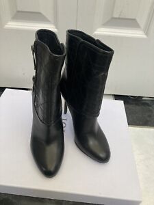 NIB 100% AUTH Christian Dior Guetre Black Cannage Leather Low Boots Sz 35